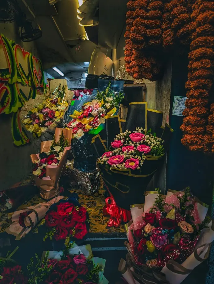 basket full of colorful blooms